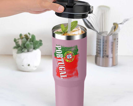 Portugal Flag Flip Straw Tumbler Retro Vintage Futebol Portuguese Flags