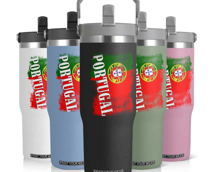 Portugal Flag Flip Straw Tumbler Retro Vintage Futebol Portuguese Flags