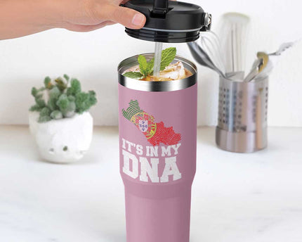 Its in My DNA Portugal Flip Straw Tumbler Portuguese Flag Portugal Boy Girl Gift