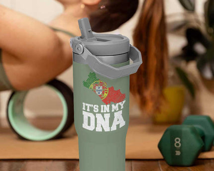 Its in My DNA Portugal Flip Straw Tumbler Portuguese Flag Portugal Boy Girl Gift