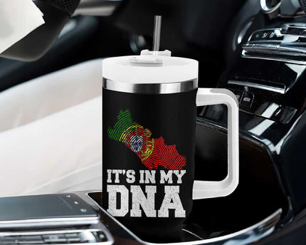 Its in My DNA Portugal Tumbler With Handle Portuguese Flag Portugal Boy Girl Gift