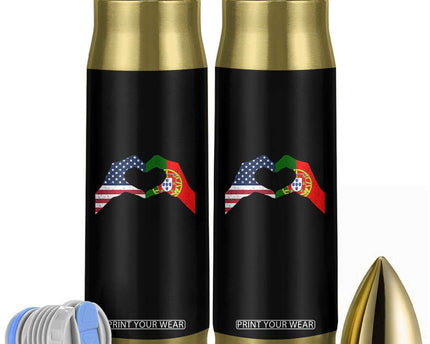 Portuguese American Flag Bullet Tumbler Vintage Portugal USA Flag Heart