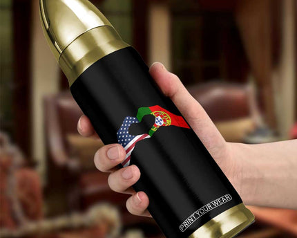 Portuguese American Flag Bullet Tumbler Vintage Portugal USA Flag Heart