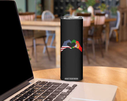 Portuguese American Flag Skinny Tumbler Vintage Portugal USA Flag Heart