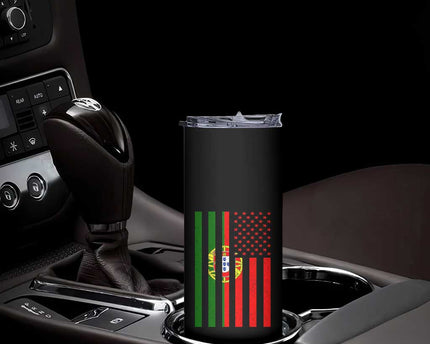 Portuguese Flag Skinny Tumbler Vintage USA Flag Portugal Pride Gifts