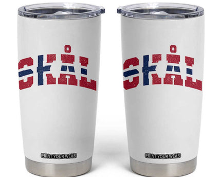Skal Norway Flag Tumbler Cup Vintage Cheers Norwegian Sayings Viking Heritage Scandinavian Graphic