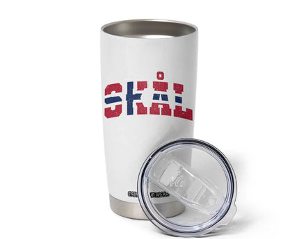 Skal Norway Flag Tumbler Cup Vintage Cheers Norwegian Sayings Viking Heritage Scandinavian Graphic