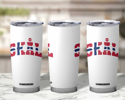 Skal Norway Flag Tumbler Cup Vintage Cheers Norwegian Sayings Viking Heritage Scandinavian Graphic