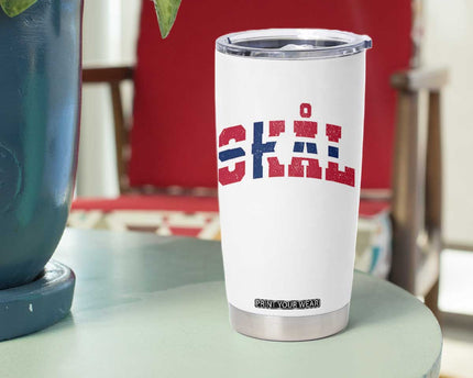 Skal Norway Flag Tumbler Cup Vintage Cheers Norwegian Sayings Viking Heritage Scandinavian Graphic