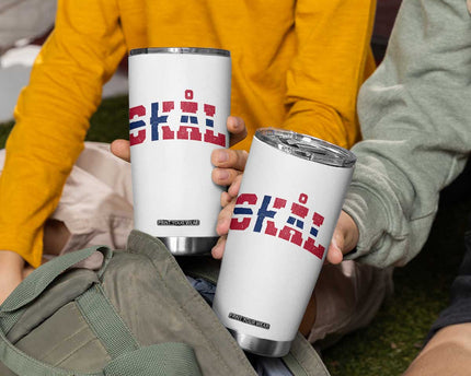 Skal Norway Flag Tumbler Cup Vintage Cheers Norwegian Sayings Viking Heritage Scandinavian Graphic