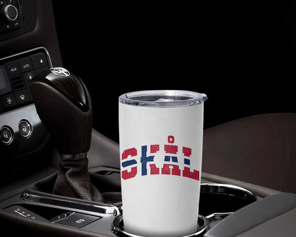 Skal Norway Flag Tumbler Cup Vintage Cheers Norwegian Sayings Viking Heritage Scandinavian Graphic