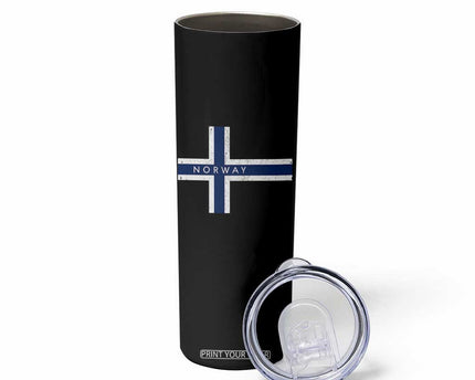Norway Flag Cross Skinny Tumbler Vintage Distressed Norwegian Heritage Patriotic Scandinavian Graphic