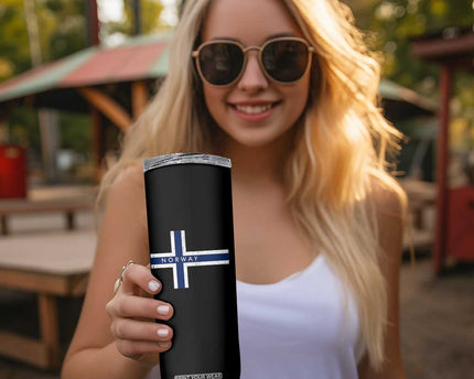 Norway Flag Cross Skinny Tumbler Vintage Distressed Norwegian Heritage Patriotic Scandinavian Graphic