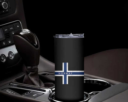 Norway Flag Cross Skinny Tumbler Vintage Distressed Norwegian Heritage Patriotic Scandinavian Graphic