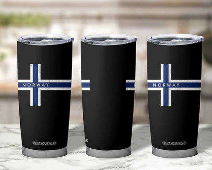 Norway Flag Cross Tumbler Cup Vintage Distressed Norwegian Heritage Patriotic Scandinavian Graphic