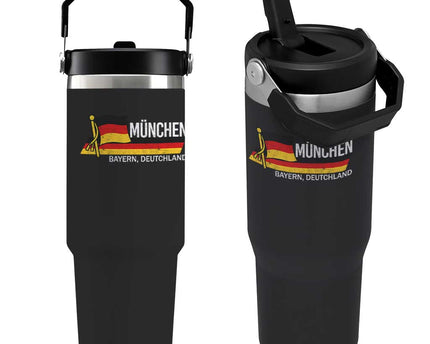 Munchen Bayern German Heritage Pride Germany Flag Flip Straw Tumbler