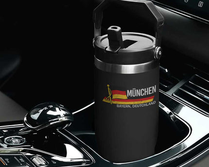 Munchen Bayern German Heritage Pride Germany Flag Flip Straw Tumbler