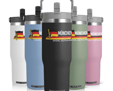 Munchen Bayern German Heritage Pride Germany Flag Flip Straw Tumbler