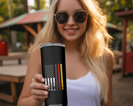 Patriotic Vintage German American Flag Skinny Tumbler Germany Heritage Pride