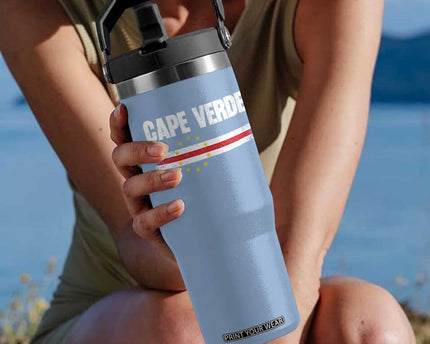 Cape Verde Pride Vintage Cape Verdean Flag 10 Stars Flip Straw Tumbler