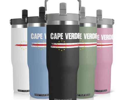 Cape Verde Pride Vintage Cape Verdean Flag 10 Stars Flip Straw Tumbler