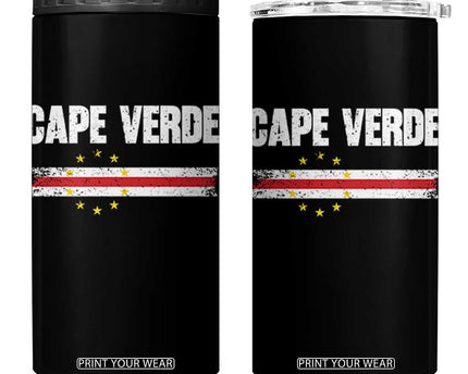 Cape Verde Pride Vintage Cape Verdean Flag 10 Stars 4 in 1 Can Cooler Tumbler
