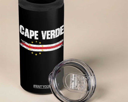 Cape Verde Pride Vintage Cape Verdean Flag 10 Stars 4 in 1 Can Cooler Tumbler