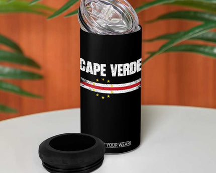Cape Verde Pride Vintage Cape Verdean Flag 10 Stars 4 in 1 Can Cooler Tumbler