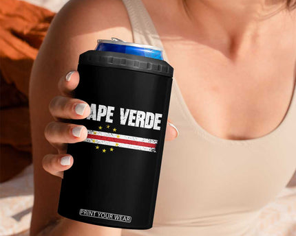 Cape Verde Pride Vintage Cape Verdean Flag 10 Stars 4 in 1 Can Cooler Tumbler