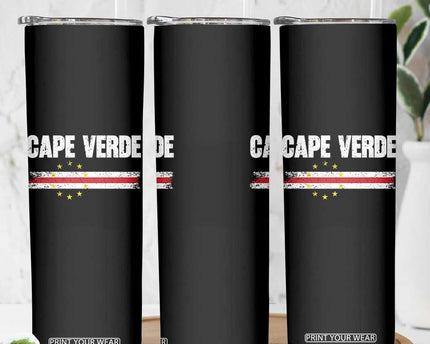 Cape Verde Pride Vintage Cape Verdean Flag 10 Stars Skinny Tumbler