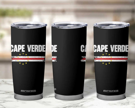 Cape Verde Pride Vintage Cape Verdean Flag 10 Stars Tumbler Cup