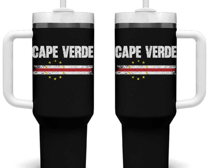 Cape Verde Pride Vintage Cape Verdean Flag 10 Stars Tumbler With Handle