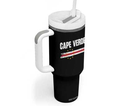 Cape Verde Pride Vintage Cape Verdean Flag 10 Stars Tumbler With Handle