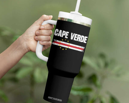 Cape Verde Pride Vintage Cape Verdean Flag 10 Stars Tumbler With Handle