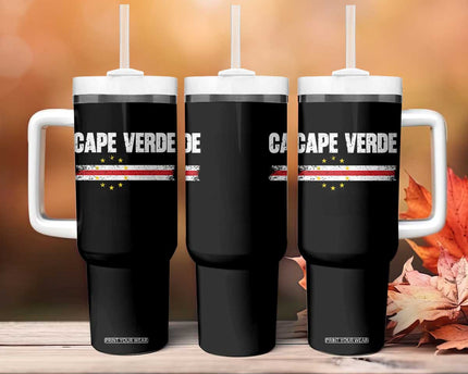 Cape Verde Pride Vintage Cape Verdean Flag 10 Stars Tumbler With Handle
