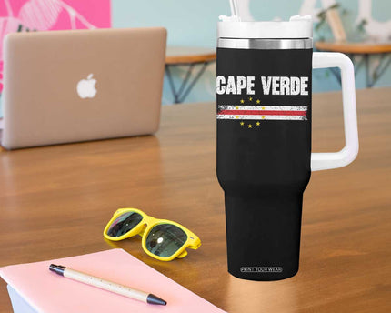 Cape Verde Pride Vintage Cape Verdean Flag 10 Stars Tumbler With Handle