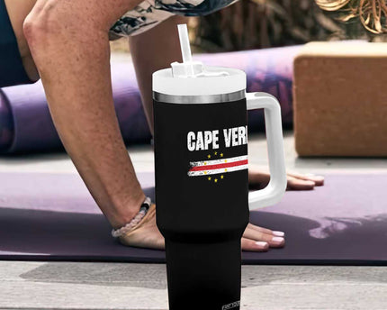 Cape Verde Pride Vintage Cape Verdean Flag 10 Stars Tumbler With Handle