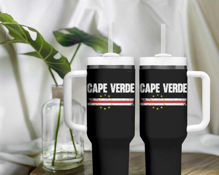 Cape Verde Pride Vintage Cape Verdean Flag 10 Stars Tumbler With Handle