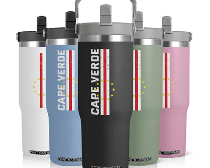 Cabo Verde Pride Vintage Jersey Cape Verdean Flag Flip Straw Tumbler