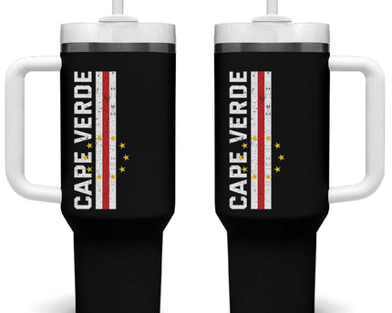 Cabo Verde Pride Vintage Jersey Cape Verdean Flag Tumbler With Handle