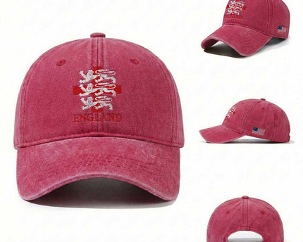 England Three Lions Symbol English Pride Souvenir Washed Cotton Baseball Cap