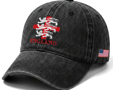 England Three Lions Symbol English Pride Souvenir Washed Cotton Baseball Cap