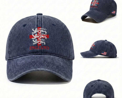 England Three Lions Symbol English Pride Souvenir Washed Cotton Baseball Cap