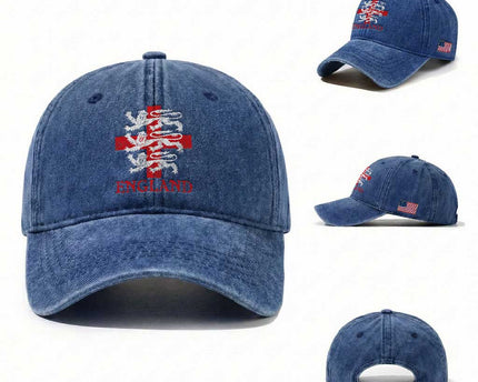 England Three Lions Symbol English Pride Souvenir Washed Cotton Baseball Cap