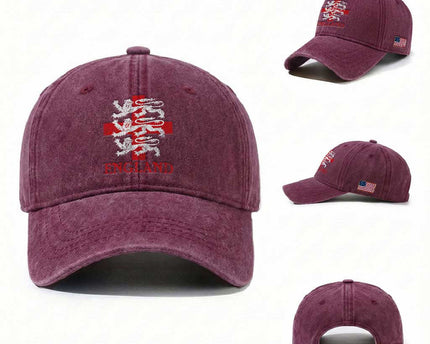 England Three Lions Symbol English Pride Souvenir Washed Cotton Baseball Cap