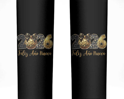 Spanish New Year 2026 Skinny Tumbler Feliz Ano Nuevo NYE Party Disco Ball