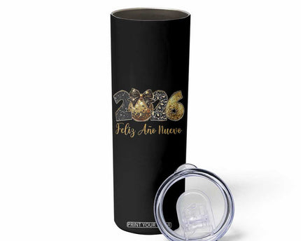 Spanish New Year 2026 Skinny Tumbler Feliz Ano Nuevo NYE Party Disco Ball