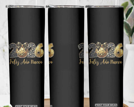 Spanish New Year 2026 Skinny Tumbler Feliz Ano Nuevo NYE Party Disco Ball