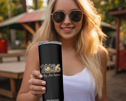 Spanish New Year 2026 Skinny Tumbler Feliz Ano Nuevo NYE Party Disco Ball