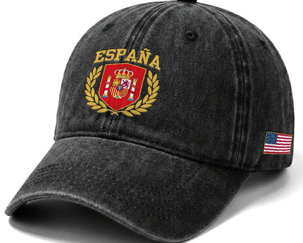 Espana Escudo Retro Spain Coat of Arms Español Washed Cotton Baseball Cap